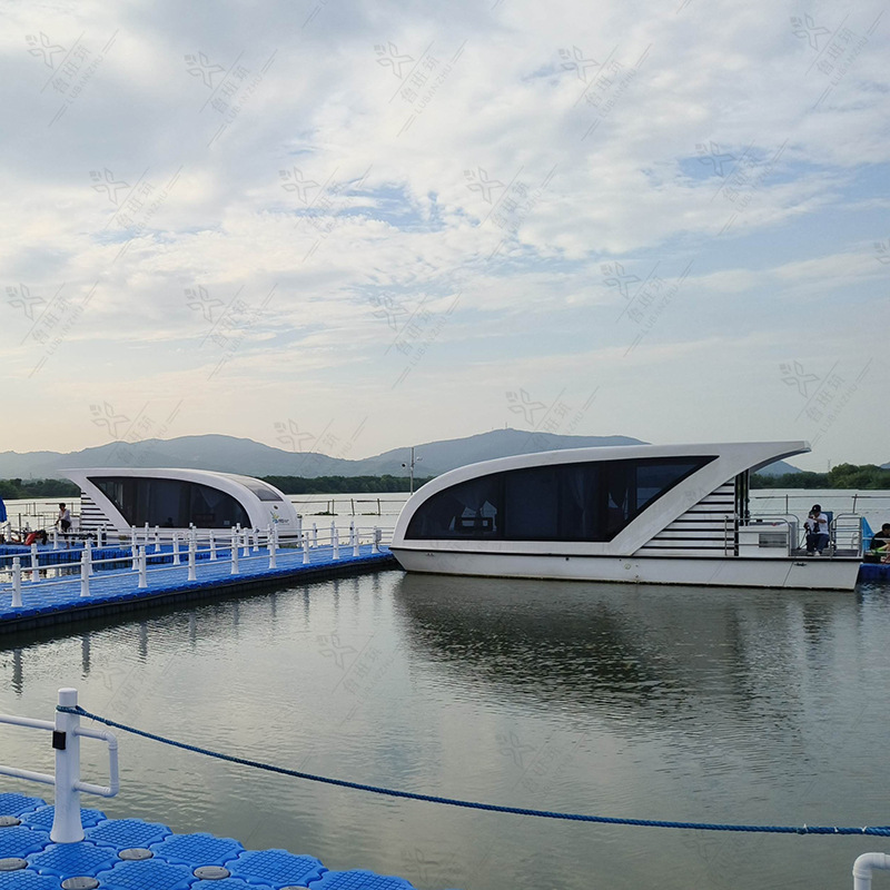漂浮舱科技感房船厂家豪华水上民宿酒店文旅静态水面漂浮房屋景区