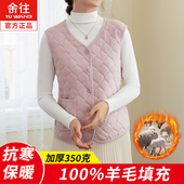 加绒加厚保暖V领内搭马甲女秋冬季 打底羊毛填充坎肩德绒内胆背心