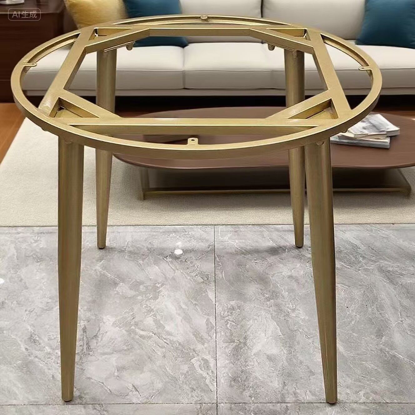 简约定制铁艺四脚圆桌架茶几桌腿支架圆形方桌休闲桌脚底座餐台桌