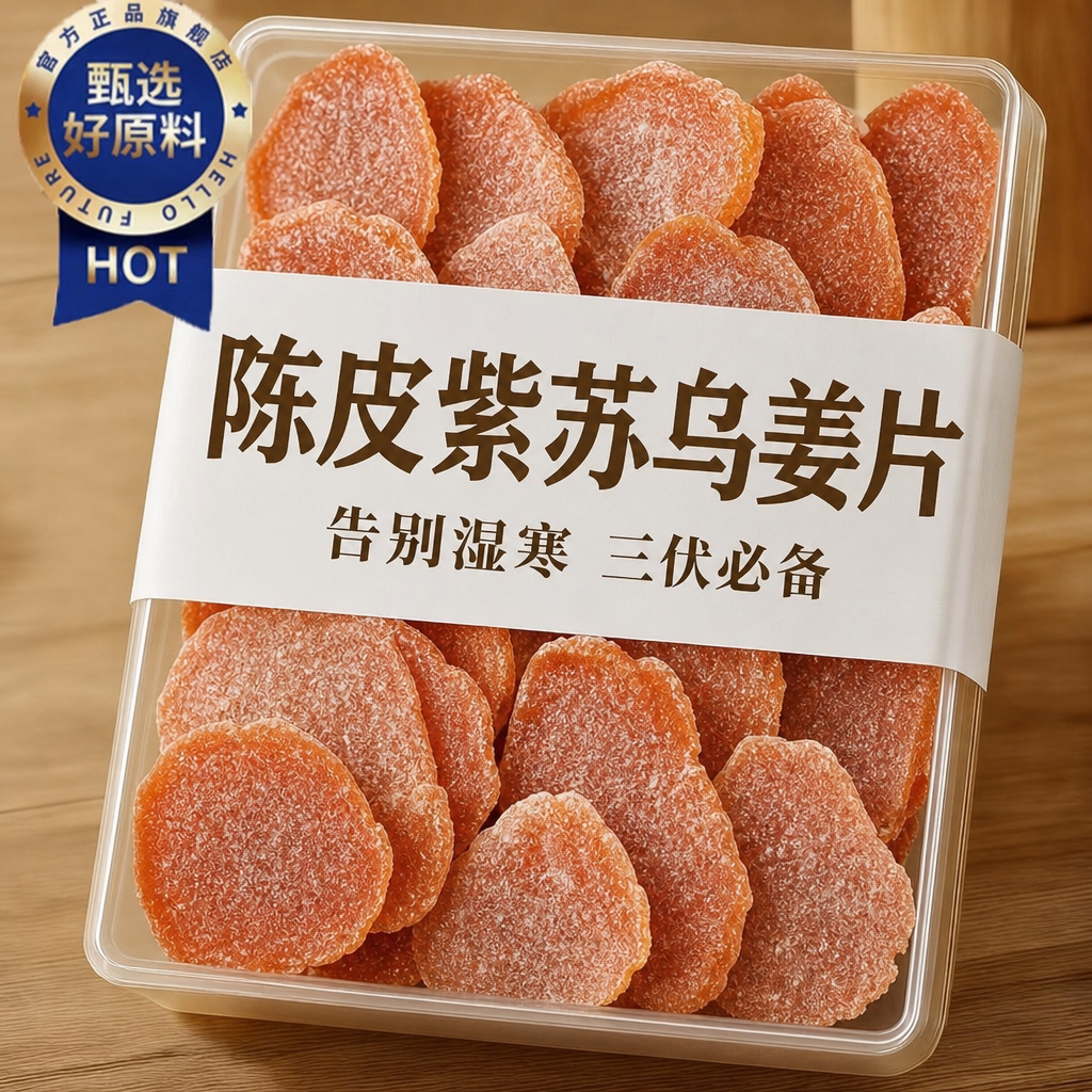 正宗陈皮紫苏叶乌姜片茶祛湿去寒暖胃红糖姜片即食官方旗舰店正品