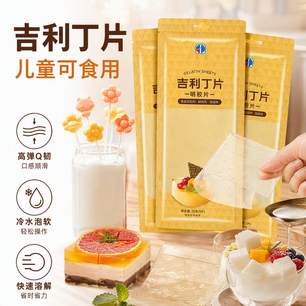 儿童吉利丁片食品级做奶酪棒果冻图片