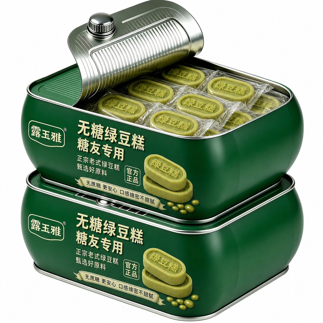 无添加绿豆糕无糖冰皮老式绿豆冰糕口味孕妇零食儿童糖友健康糕点