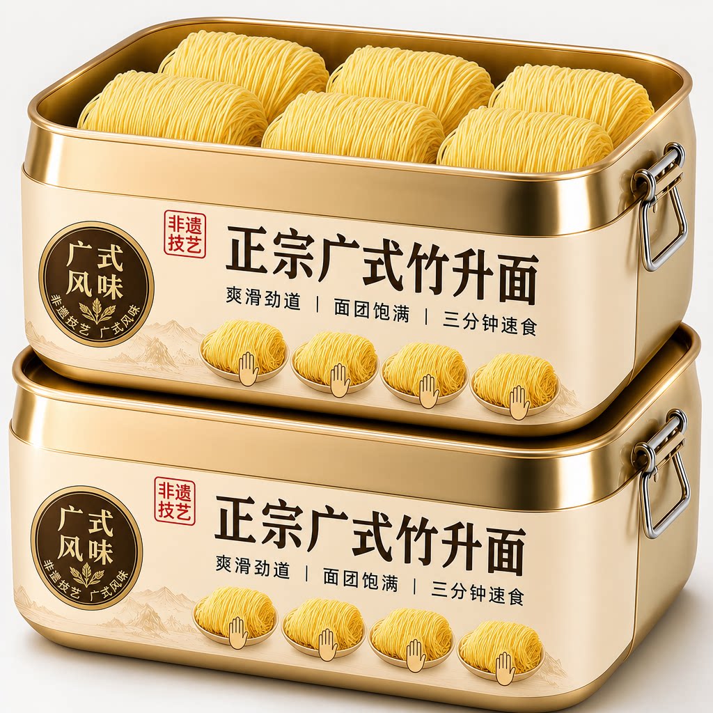 正宗广东竹升面官方旗舰店广式手工老字号无添加鸡蛋面条独立包装