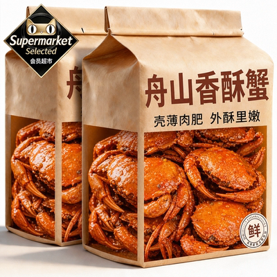 舟山香酥蟹特产香酥蟹椒盐老字号酥脆香辣小海蟹零食即食罐装下酒