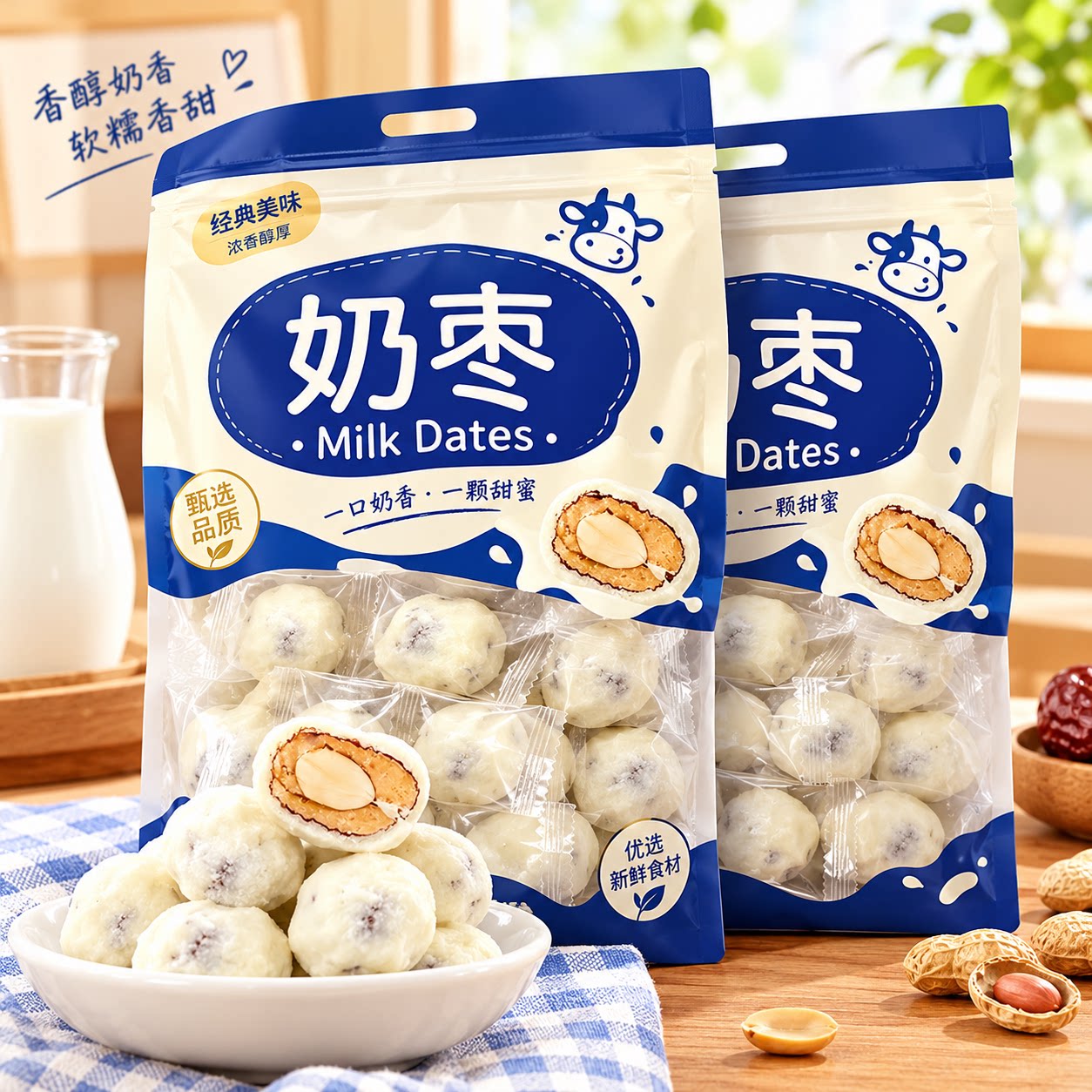 正宗新疆特产奶枣巴旦木夹心官方旗舰店红散装奶香营养独红枣夹心