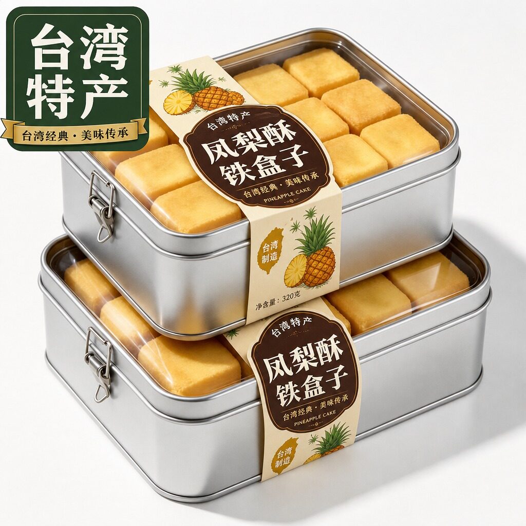 台湾正宗凤梨酥铁盒子包装官方旗舰店正品老式无添加菠萝特色糕点