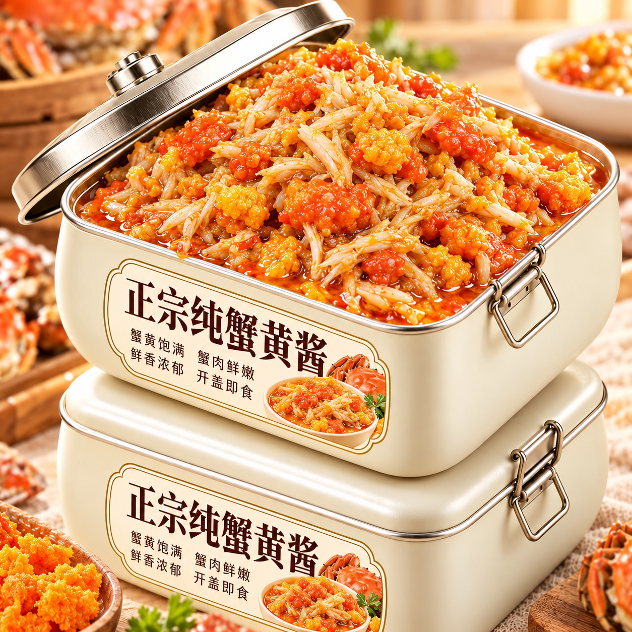 正宗纯蟹黄酱官方旗舰店秃黄油纯蟹黄蟹粉蟹肉酱大闸蟹拌面拌饭酱