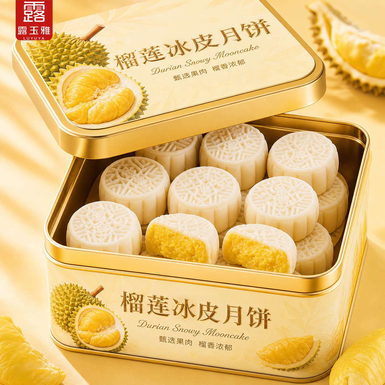 猫山王金枕榴莲冰皮月饼官方旗舰店广式流心糕点中秋节送礼盒糕点