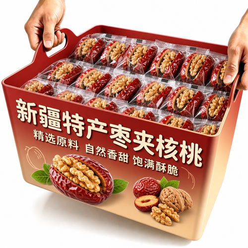 新疆枣夹核桃官方旗舰店枣仁派独立小包装夹心无核大枣核桃仁孕妇