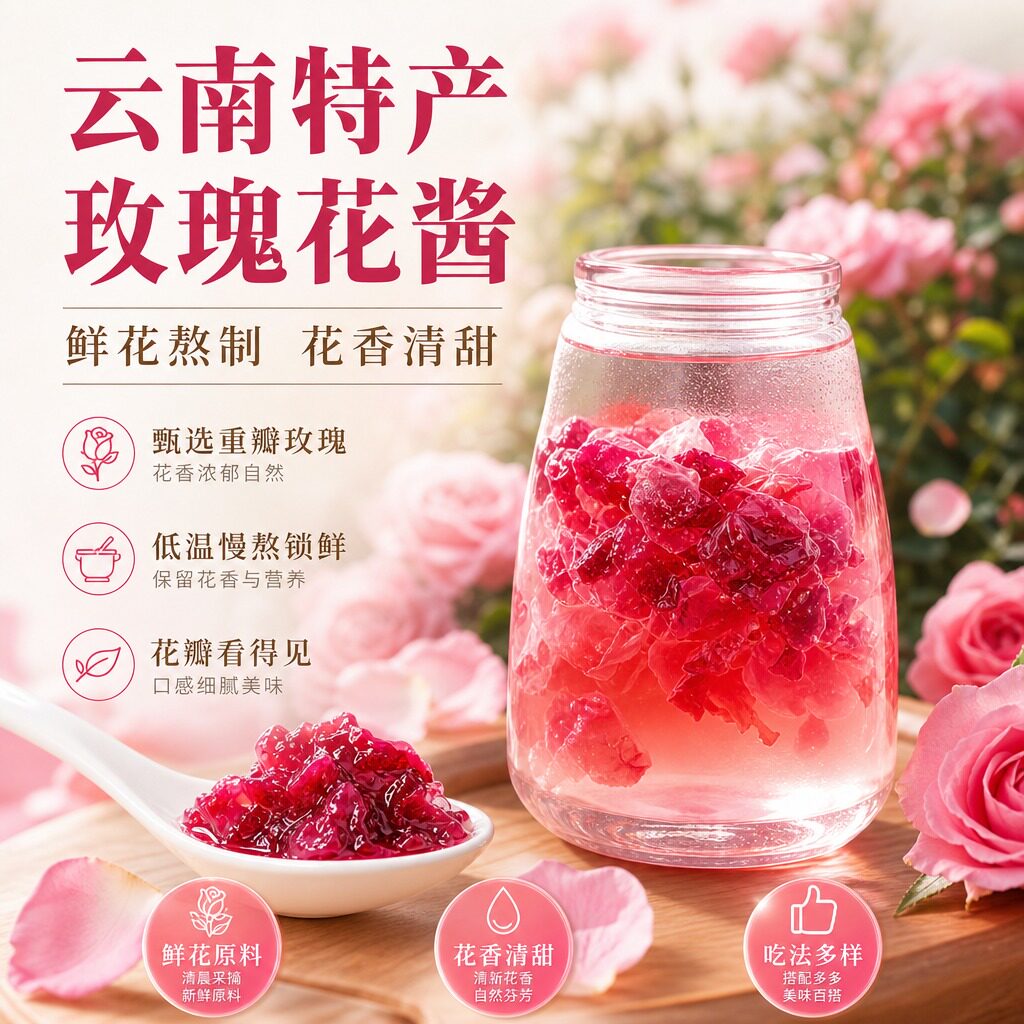 云南特产玫瑰花酱官方旗舰店正品0添加馅料冰粉专用桂花烘焙食用图片