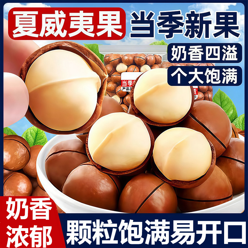 夏威夷果坚果旗舰店大颗粒奶油味年货精选干果零食整箱5斤新货