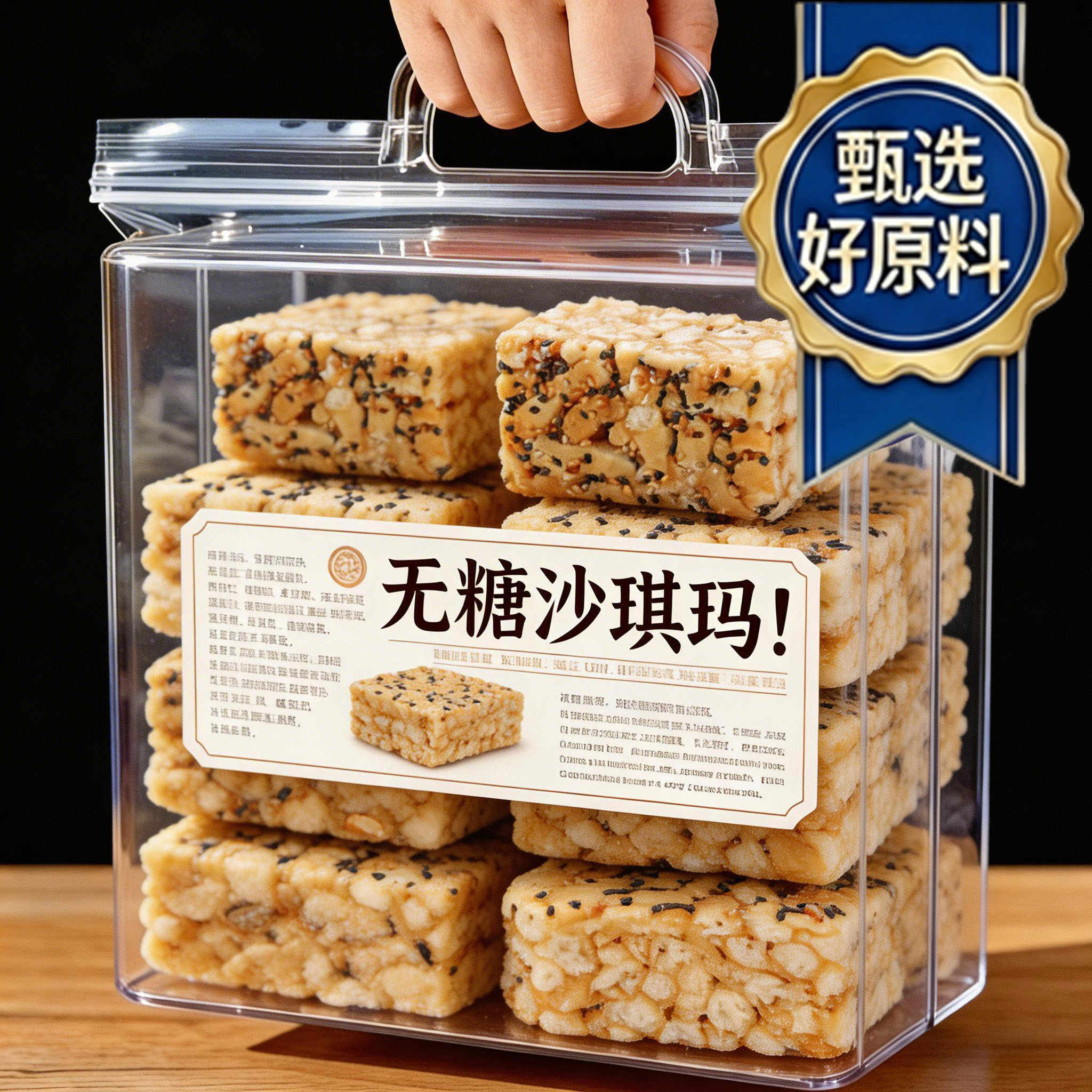 糖友定制！沙琪玛无糖无添加官方旗舰店老式纯手工糕点糖尿人专用