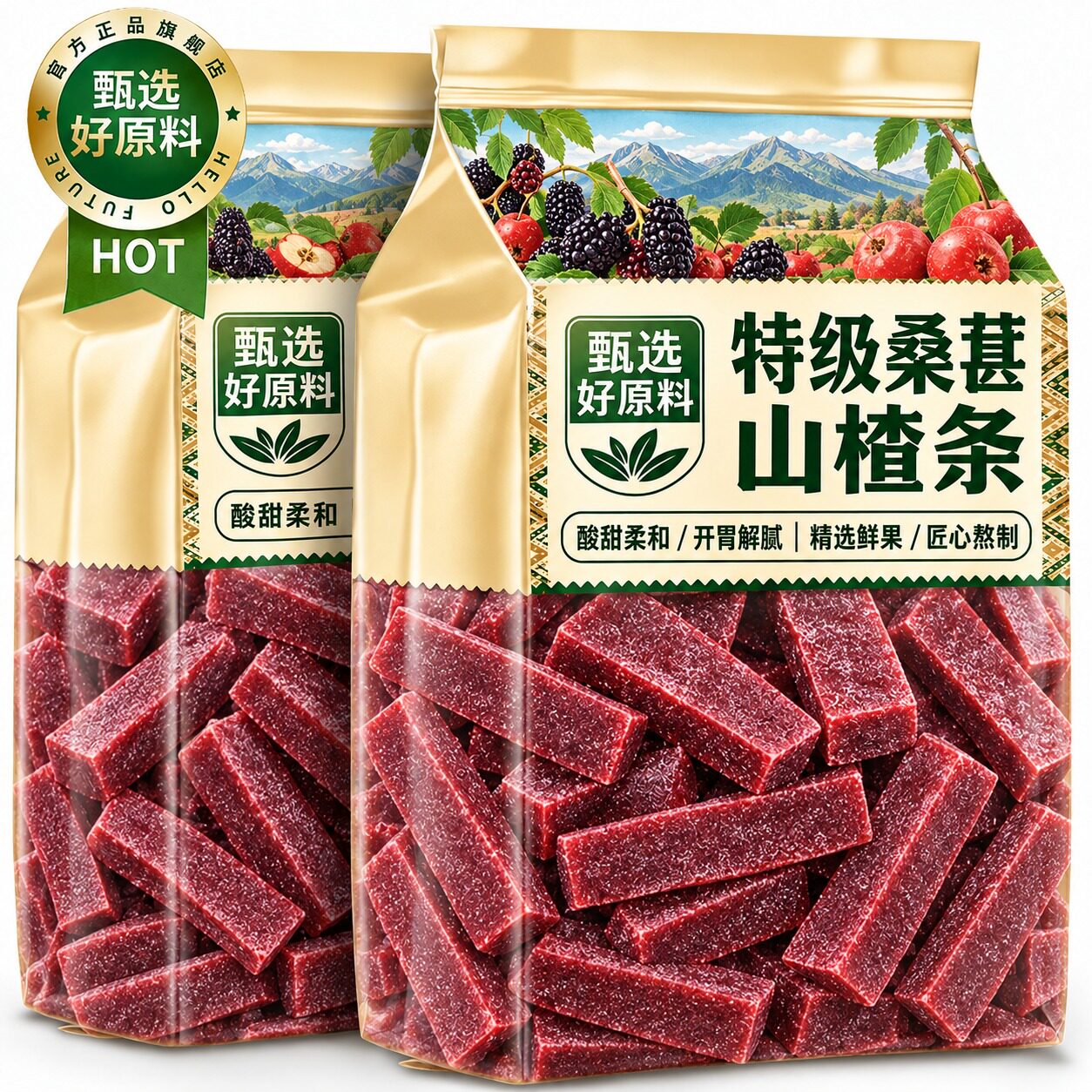 桑葚山楂条零食果脯片干官方旗舰店益生元搭陈皮六物果丹皮纯原味