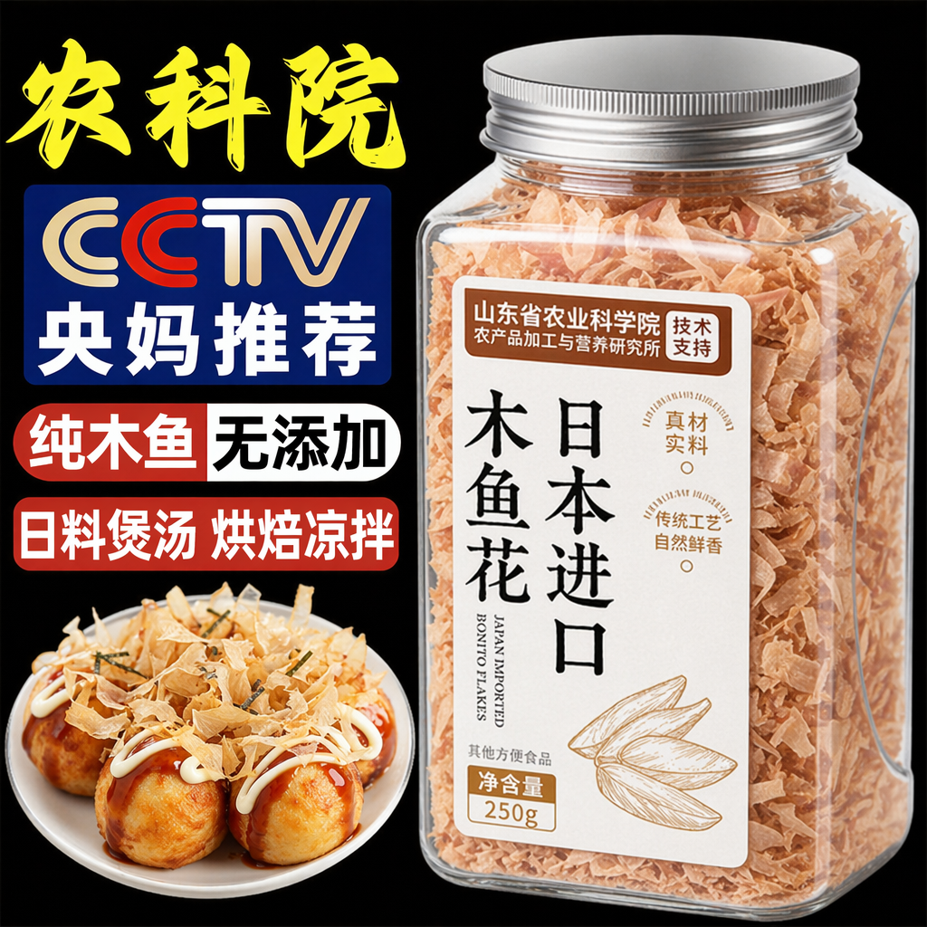 日本进口木鱼花章鱼小丸子商用昆布鲣鱼片干小包装家用寿司柴鱼片