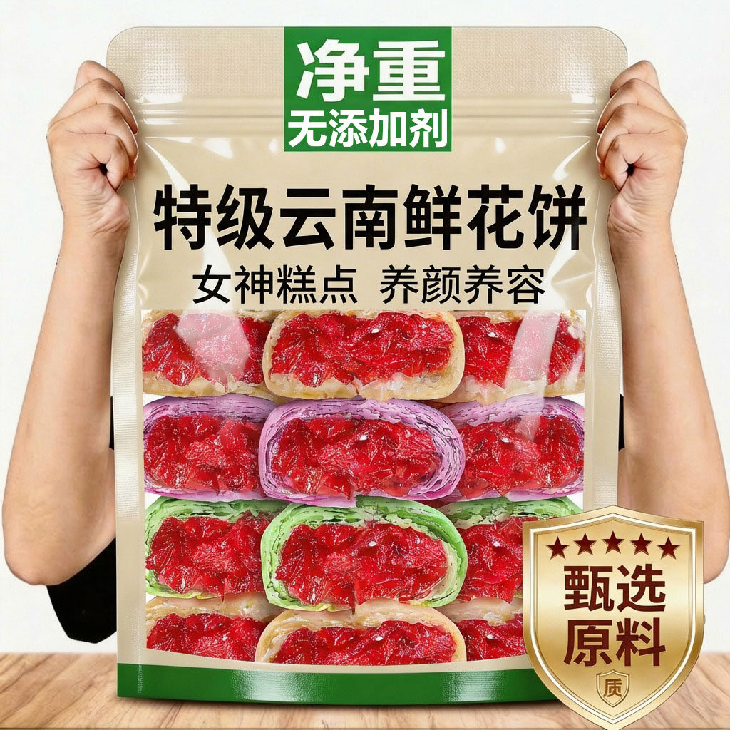 鲜花饼女生爱吃的零食好吃的云南特产休闲食品官方旗舰店孕妇专用