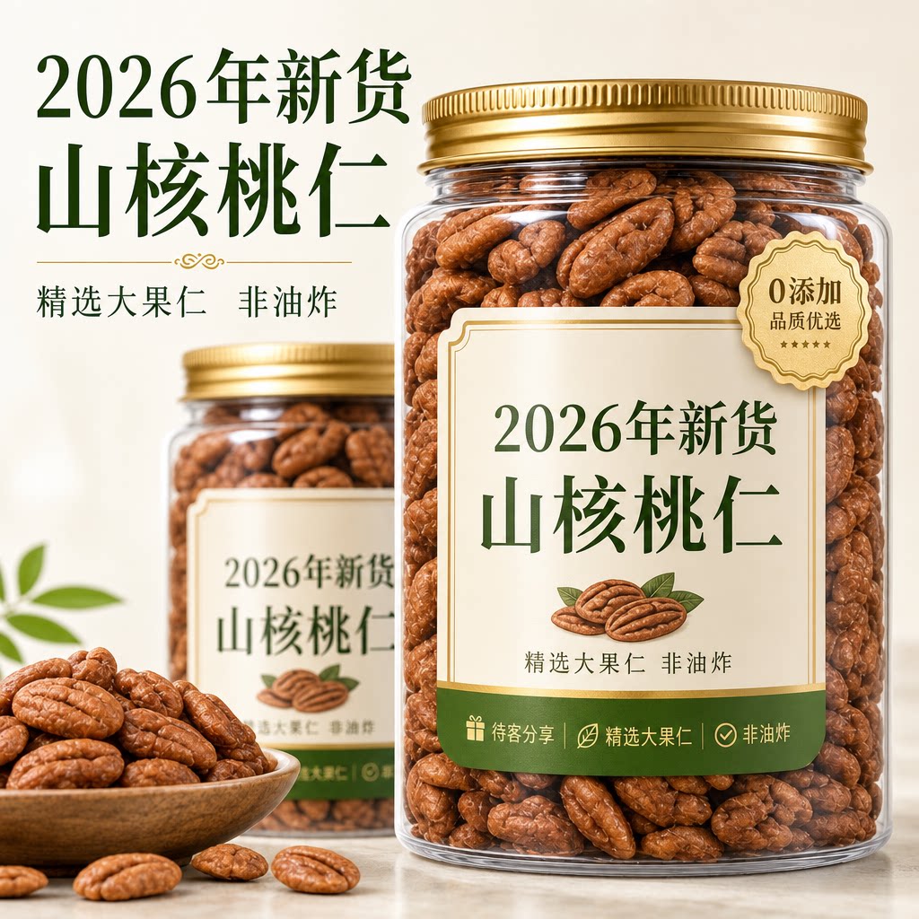 2026年新货野生山核桃仁官方旗舰店小核桃仁过年年货坚果零食炒货