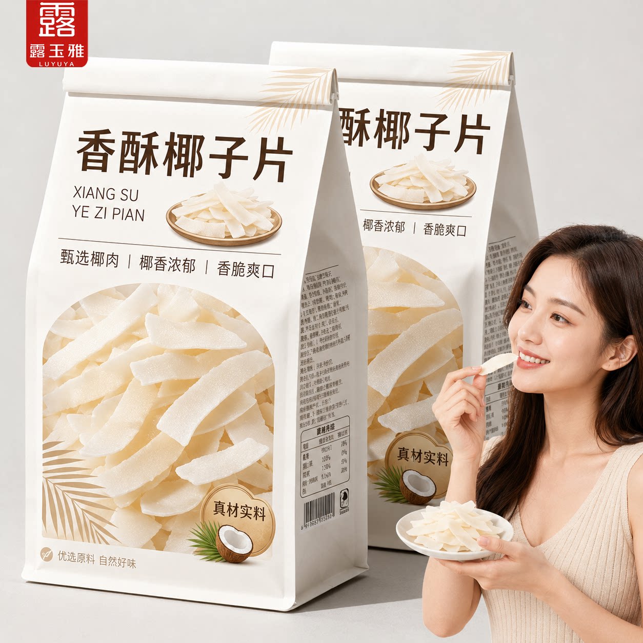 海南特产椰子片脆片香烤椰肉干椰片碎脆椰角肉无糖精烘焙休闲零食