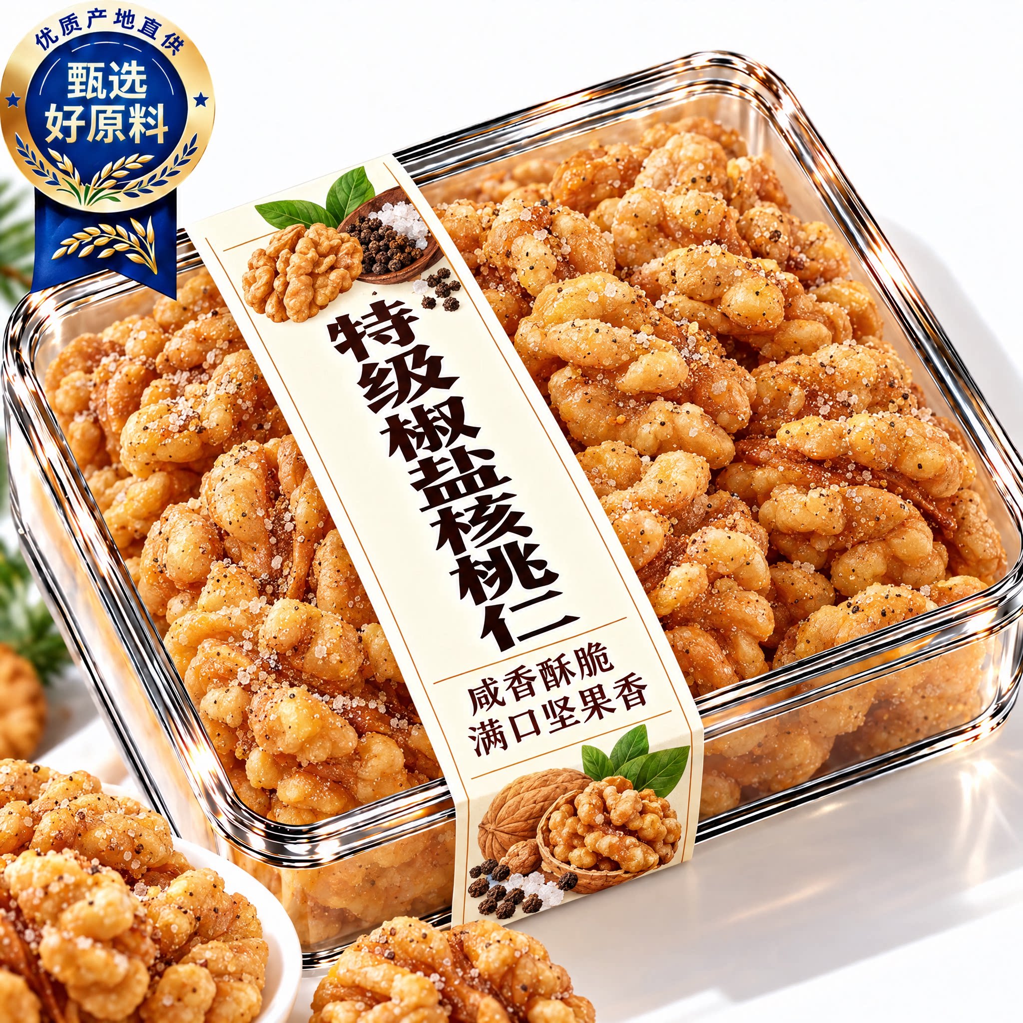 特级椒盐核桃仁熟新疆官方旗舰店罐装26新货无糖咸味坚果烘焙零食