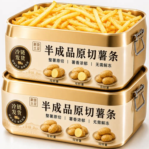原切薯条半成品冷冻细薯条空气炸锅食材东北新货土豆美食油炸小食