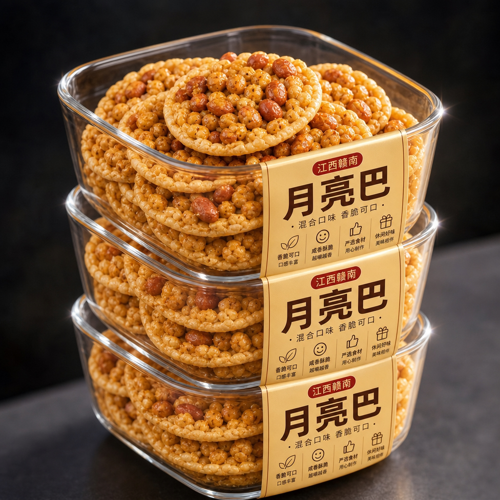 江西赣南特产月亮巴花生巴油炸粑豆子饼独立包装整箱客家零食小吃