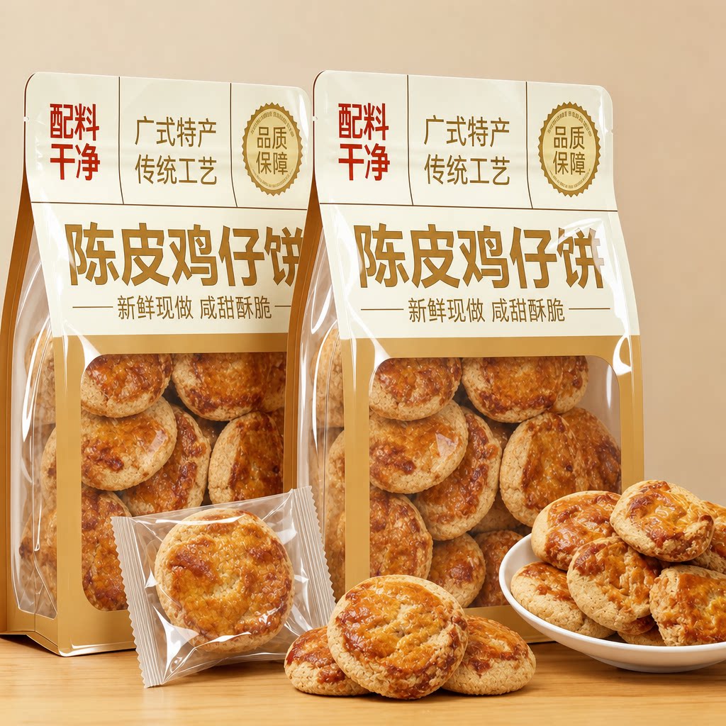 陈皮鸡仔饼正宗广东特产官方旗舰店南乳咸味饼干小吃零食手工糕点