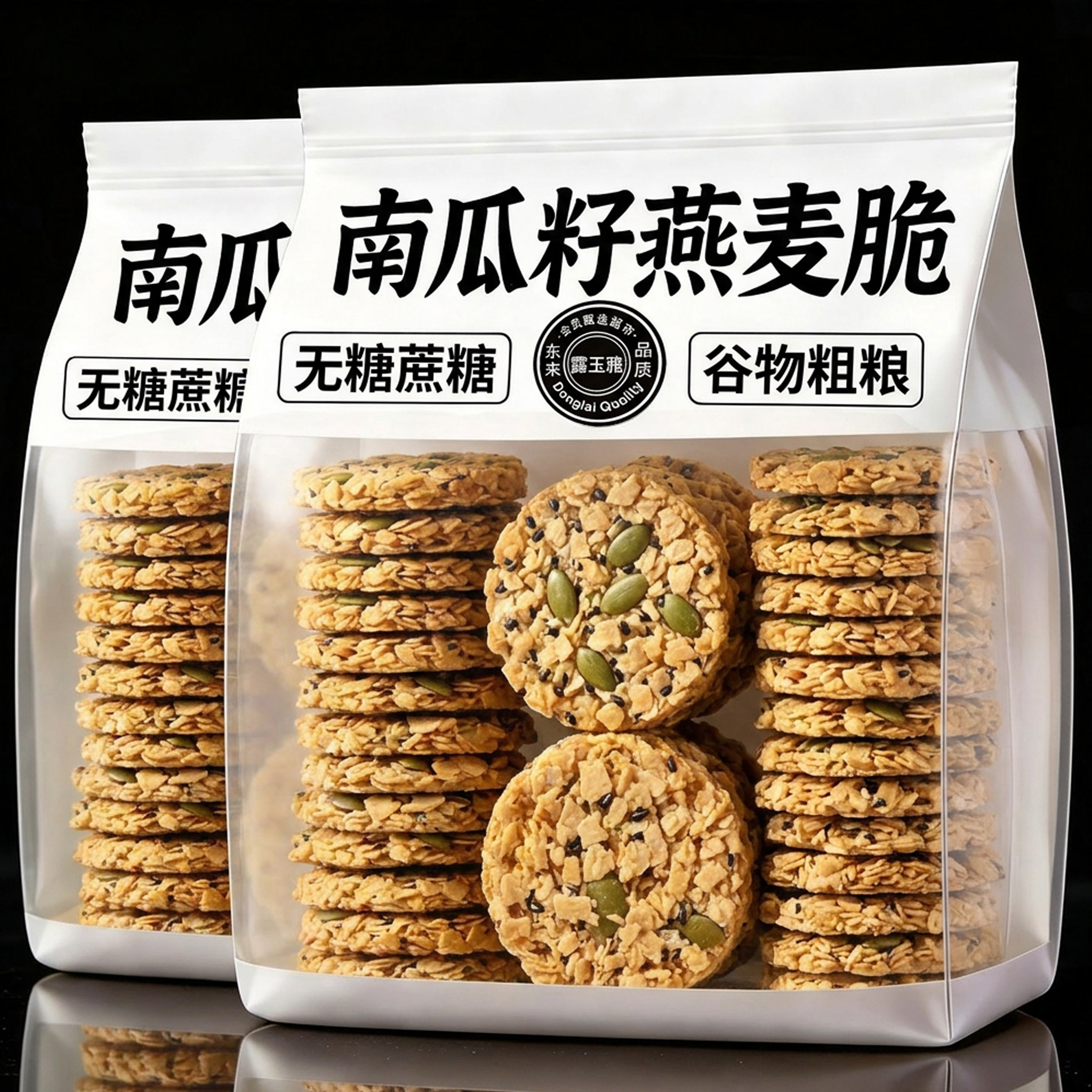 南瓜子燕麦脆片无蔗糖独立包装谷物坚果饼干早餐粗粮饱腹代餐零食