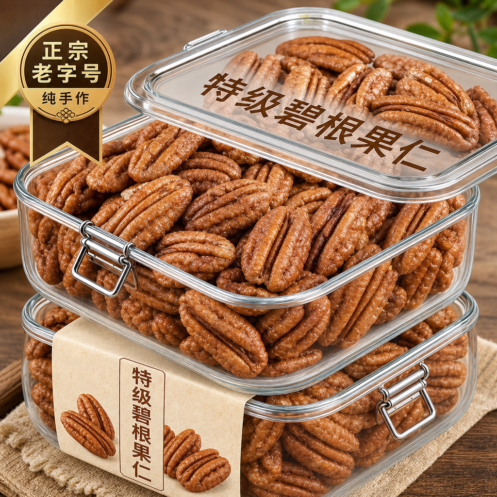 原味碧根果仁小包装奶油味长寿果美国核桃孕妇干果仁坚果零食批发图片