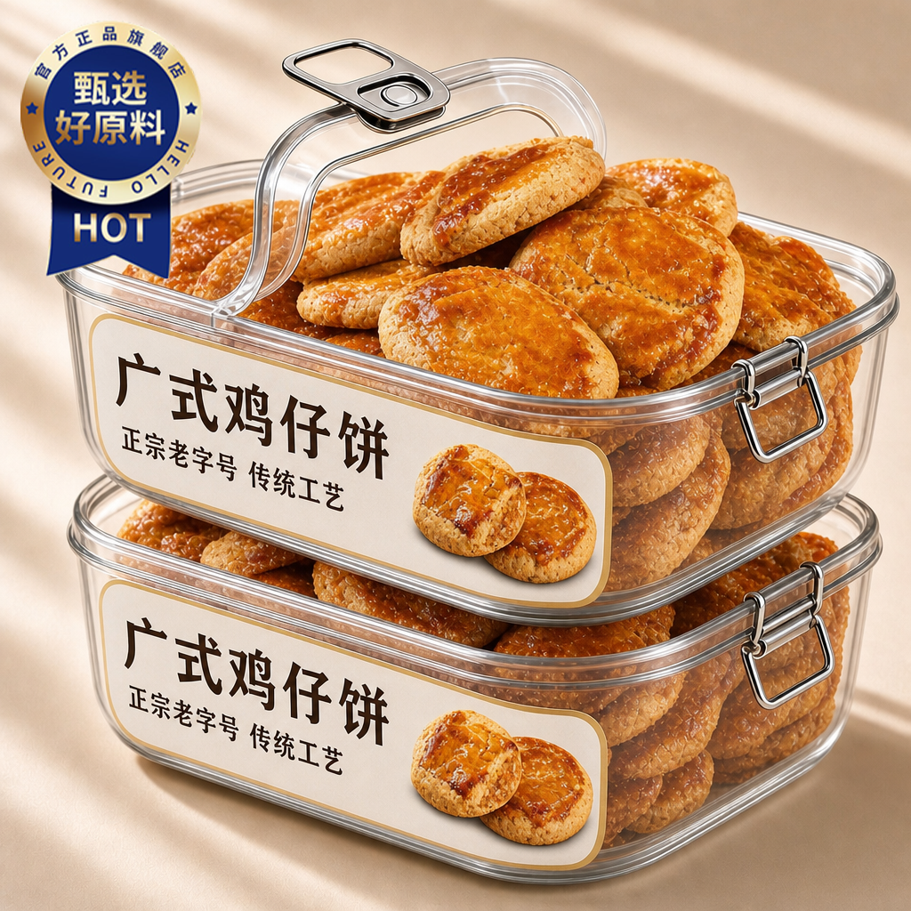 广州鸡仔饼正宗广东特产老字号陈皮南乳咸味饼干小吃零食手工糕点