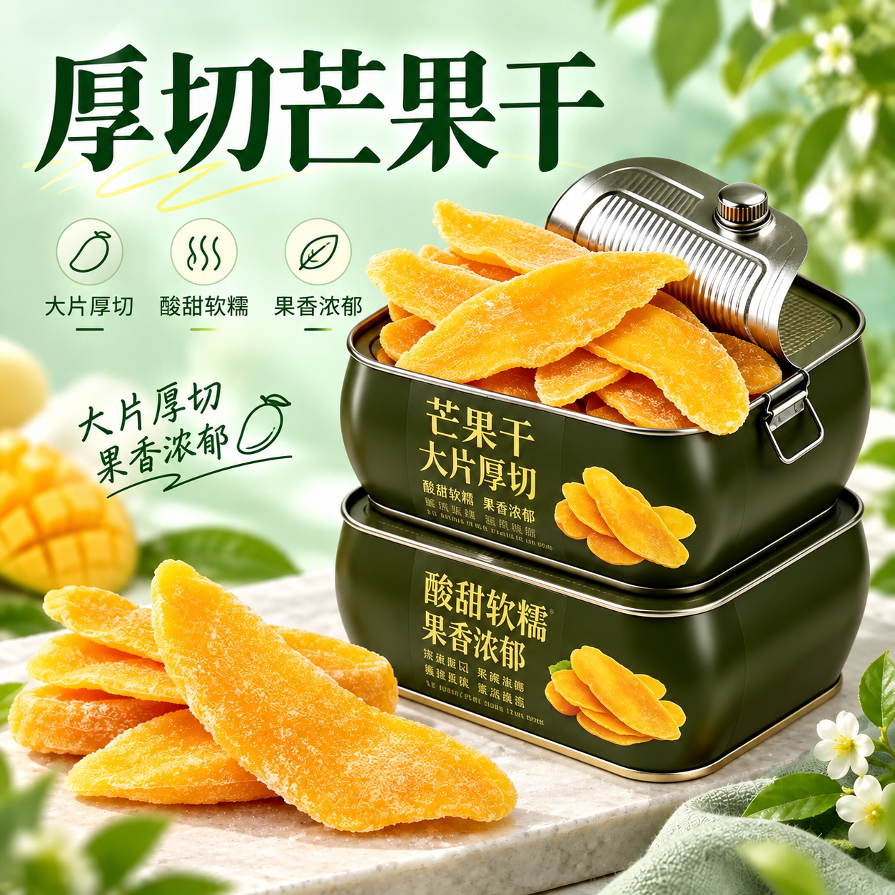 芒果干精选大片鲜芒天然水果干独立小包装果脯蜜饯零食官方旗舰店