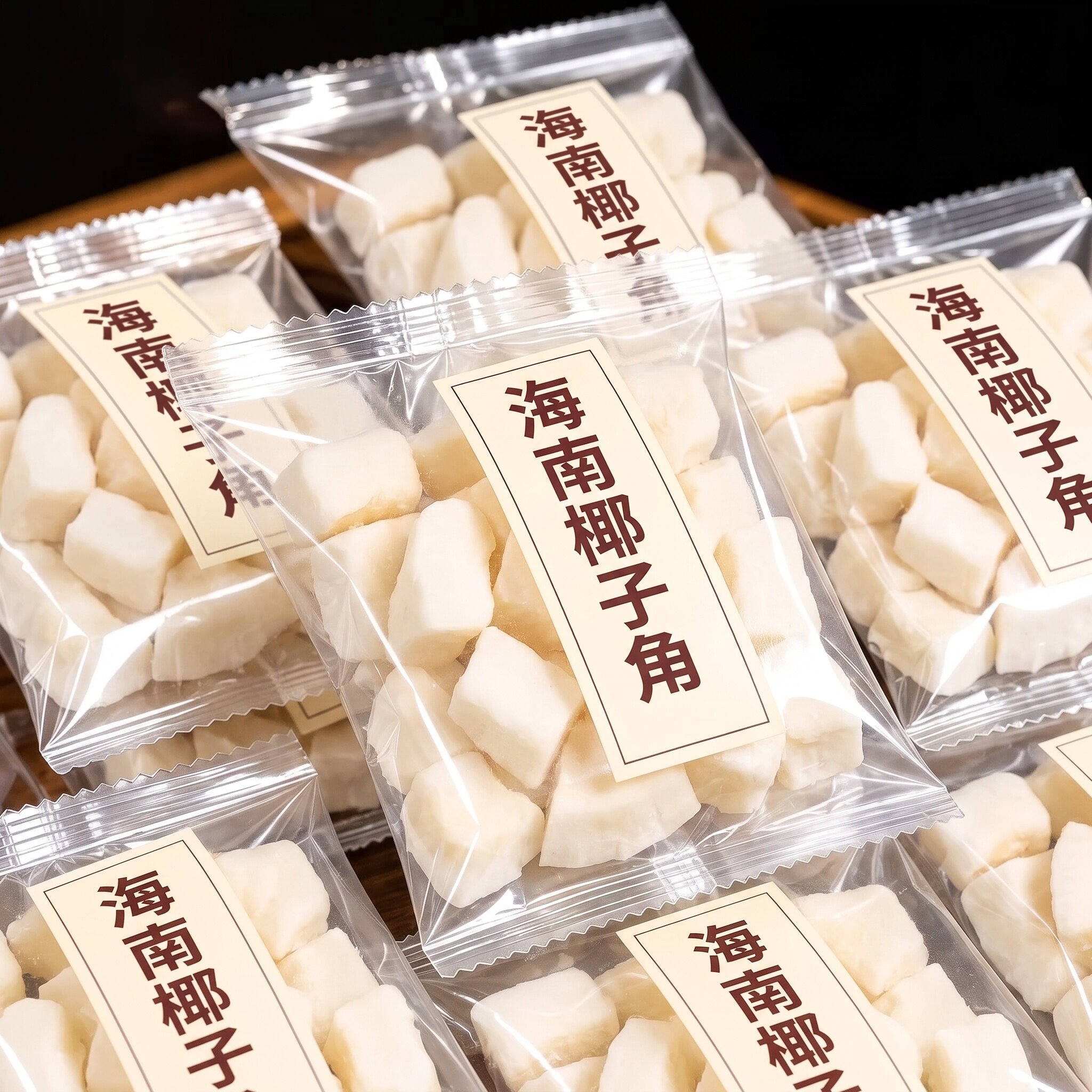 海南特产椰子角椰子肉块新鲜椰果干即食椰子脆块办公室休闲零食甜