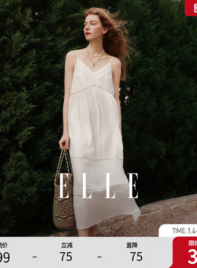 【ESTER HSU】ELLE法式拼接肌理感连衣裙女2025夏新款优雅a字裙