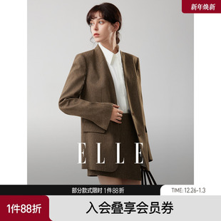新款 外套女2025秋季 ELLE复古肌理感西装 廓形通勤西服 商场同款
