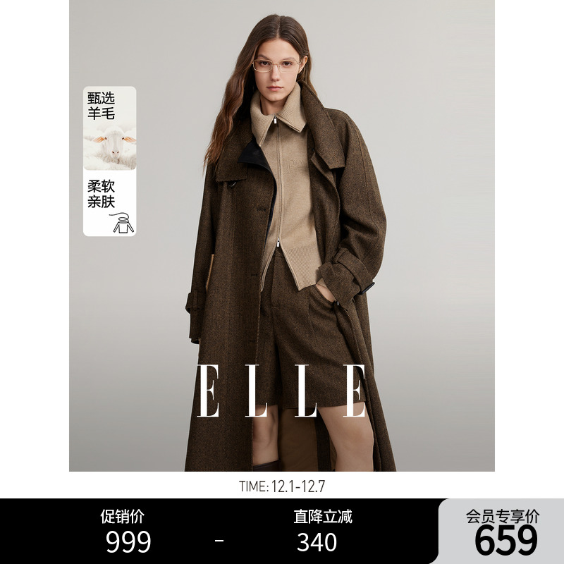 高智老钱风长款外套ELLE