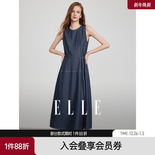 收腰显瘦无袖 新款 a字背心裙 通勤风牛仔连衣裙女2025夏季 ELLE法式