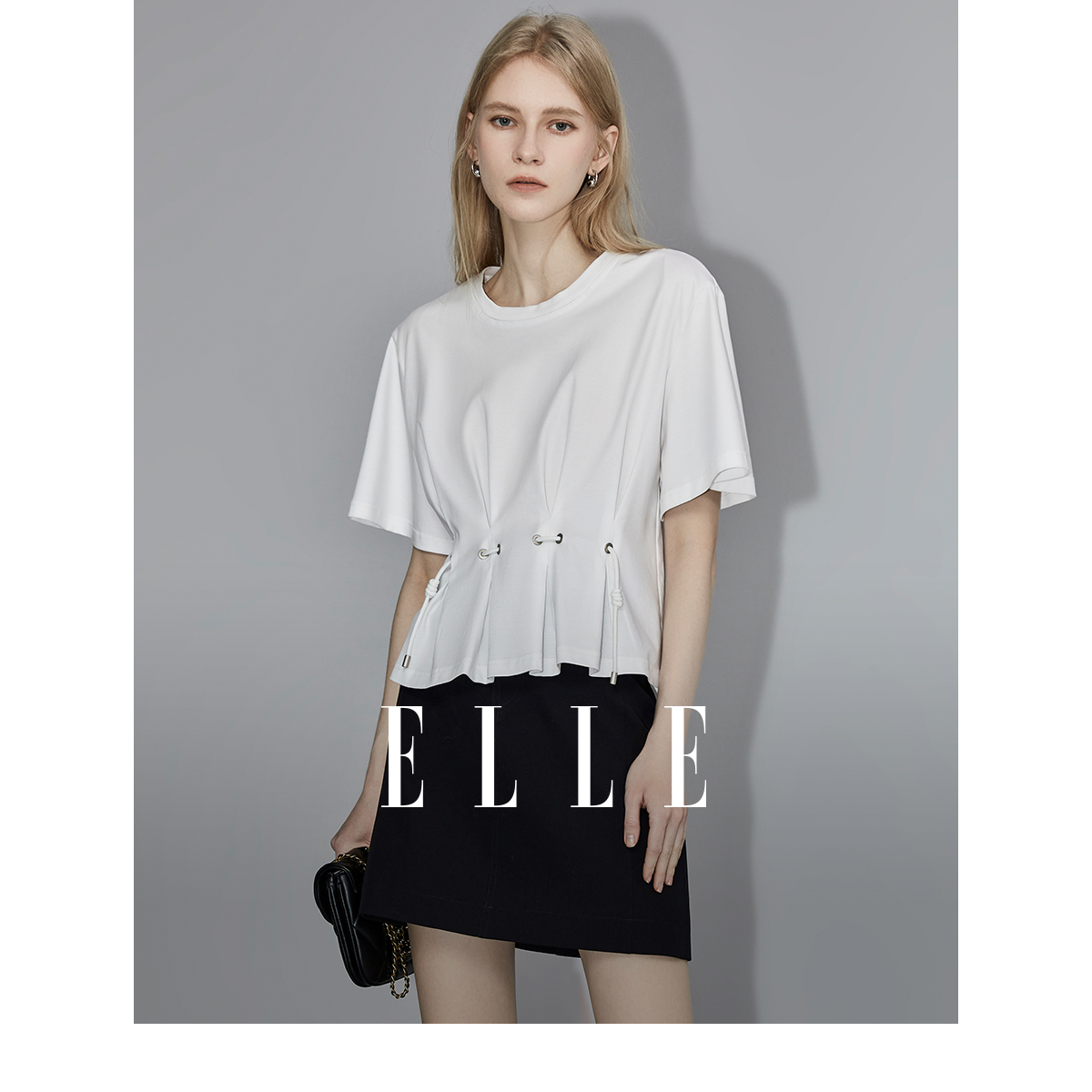 白色T恤设计感短袖ELLE