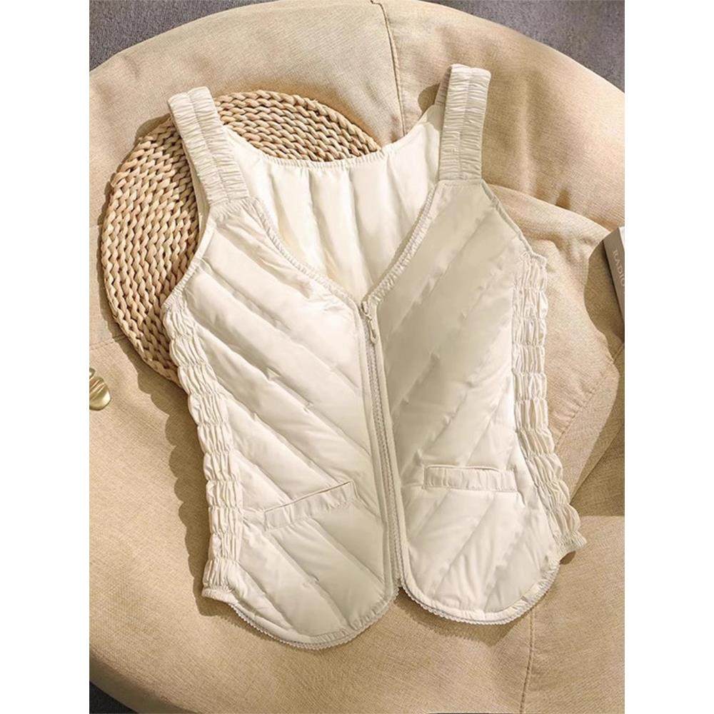 配大衣羽绒棉马甲保暖背心女秋冬新款外穿轻薄叠穿羽绒棉内胆马夹