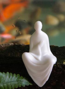 手工迷你无相禅意无相人物盆景摆件陶瓷小和尚微景观鱼缸造景装饰