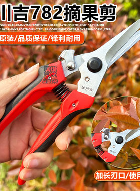 佐川吉782加长刃摘果剪采摘果剪稀花稀果修枝剪刀疏花蔬果盆景剪