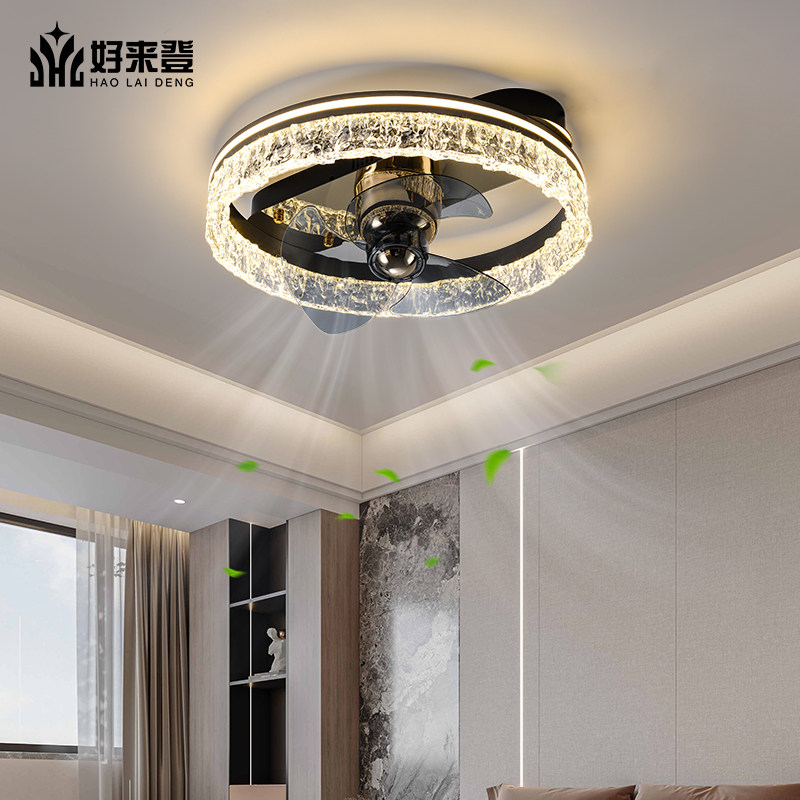 吊扇灯卧室灯现代轻奢主卧房间饭厅冰裂纹吸顶灯高端智能吊扇灯,家装灯饰光源,风扇灯,淘宝优惠券,粉丝福利购,淘宝优惠卷