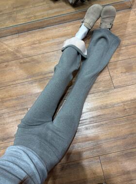 巨显瘦！微喇加绒裤子女秋冬高腰拖地裤卫裤保暖裤遛弯裤灰色棉裤