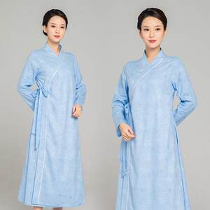 武农2023春夏季新款亚麻太极服女中国风斜领长袍长款复古表演服