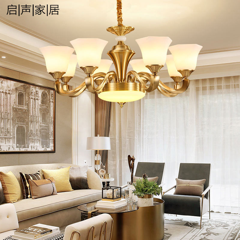 全铜欧式大灯臂客厅吊灯简约美式餐厅灯卧室灯工厂灯具批发
