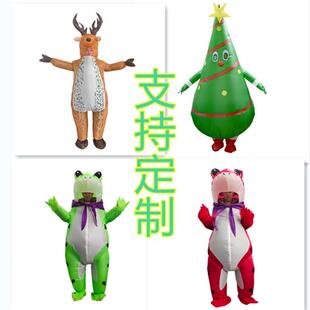 新款万圣卡通人偶服装人穿玩偶充气癞蛤蟆舞台表演青蛙充气服