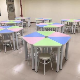 六边型活动桌椅创客课桌椅智慧教室拼接桌心理教室团辅桌阅览桌椅