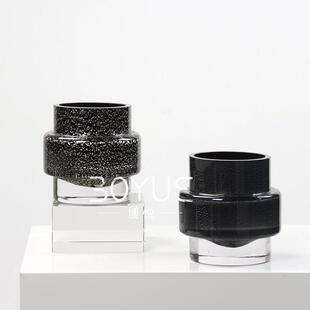 现代简约银箔琉璃花瓶样板间洽谈桌客厅餐厅桌摆花艺软装饰小摆件