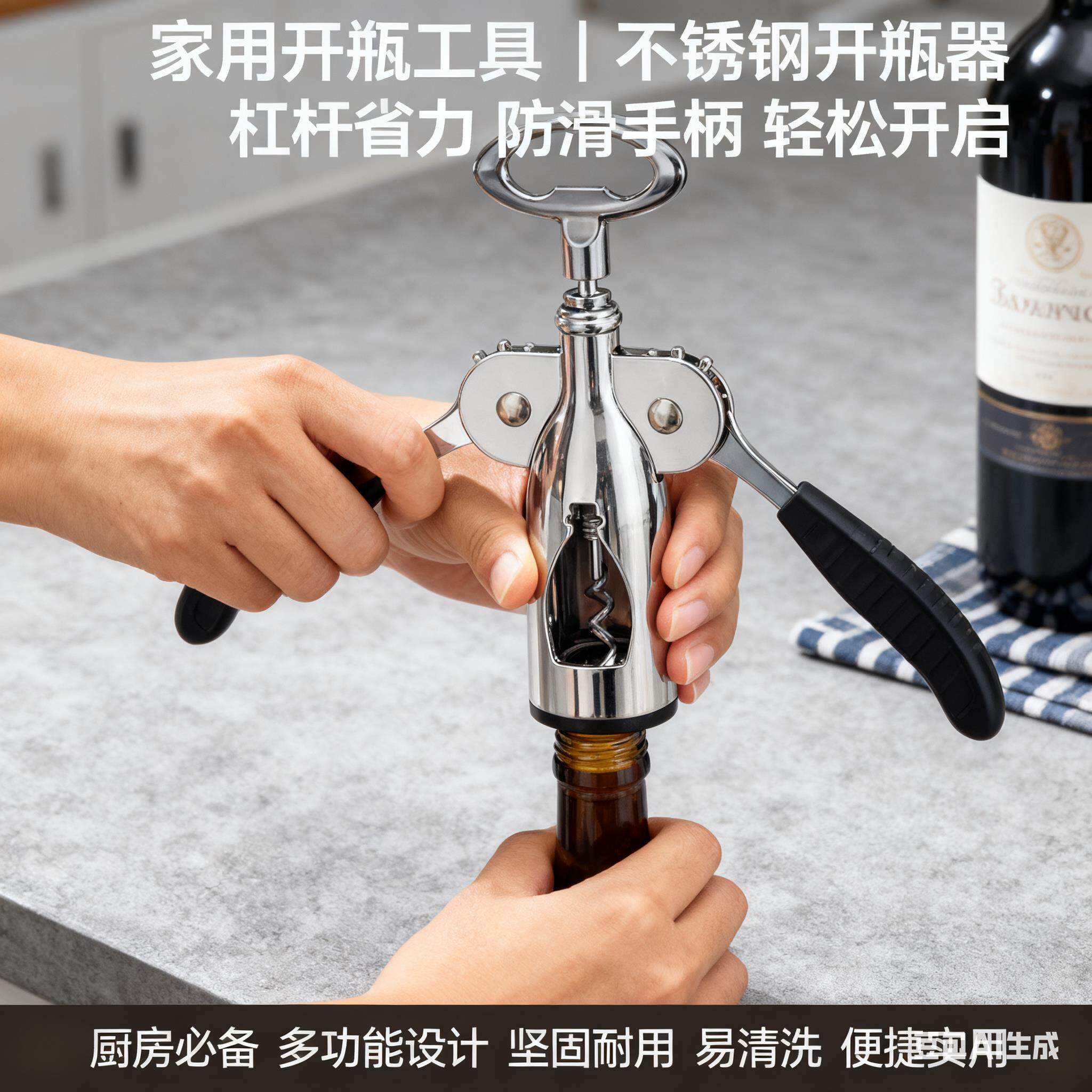开红酒起子开瓶器开葡萄酒家用多功能啤酒启瓶器不锈钢刀新款系列