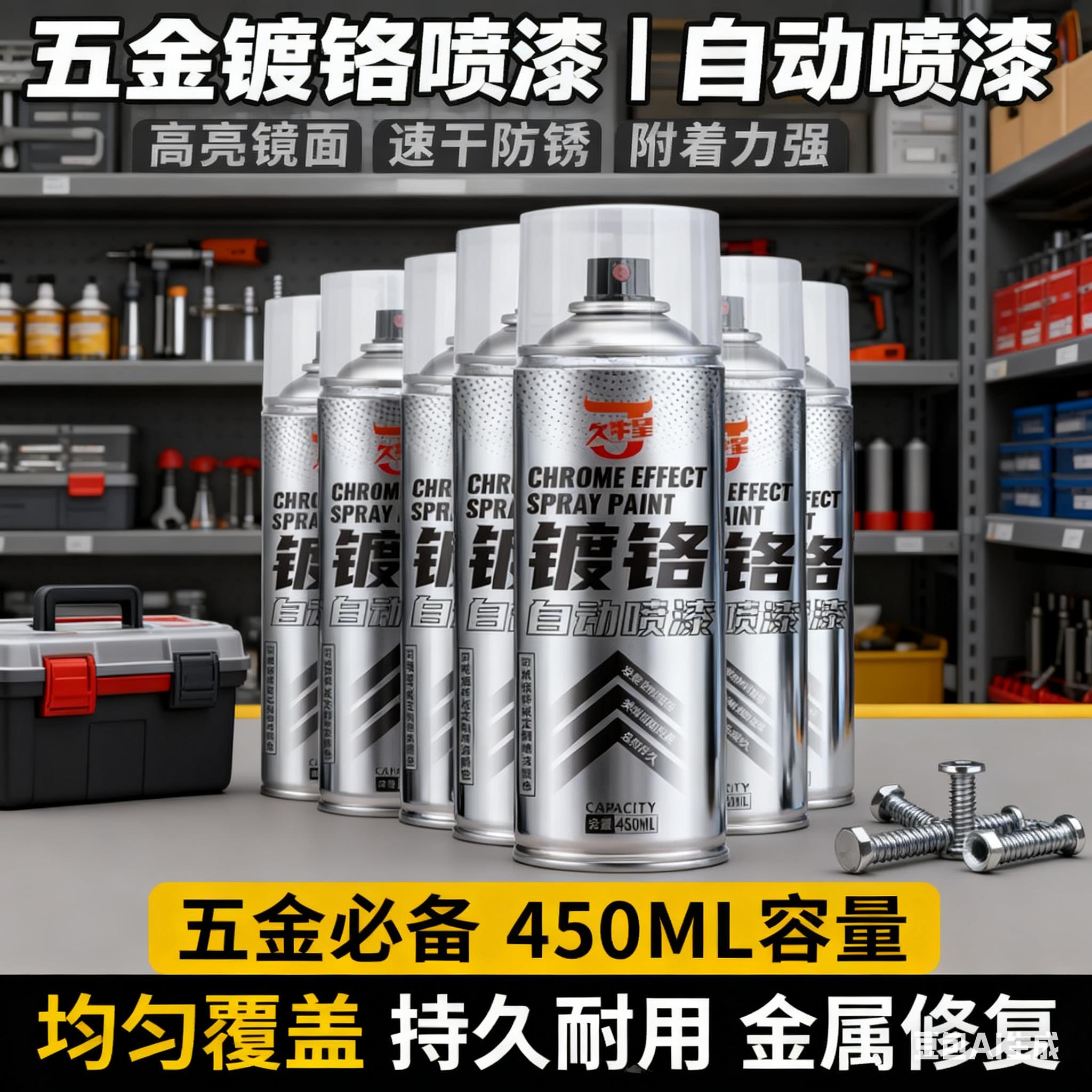 金属自喷漆新款系列金色镀铬镀锌汽车补漆珍珠白耐高温防锈油漆款
