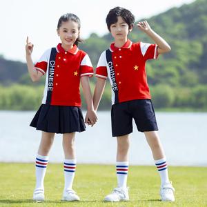 幼儿园园服中国风演出服小学生校服班服英伦学院风短袖运动毕业服