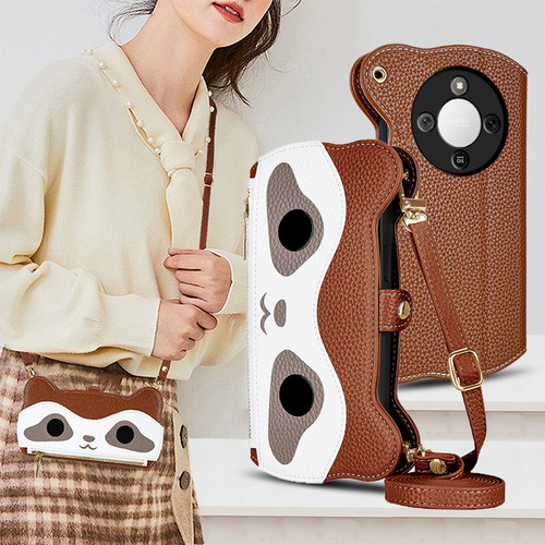 适用荣耀X70手机壳斜挎HonorX60Pro全包镜头X50gt翻盖皮套X70i真皮防摔X40背带挂绳X30新款5G钱包式插卡创意