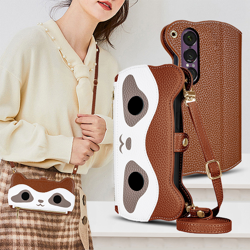 适用Sony索尼Xperia1VII手机壳斜挎10VII翻盖皮套5V全包防摔1VI钱包式10iv背带挂绳1V双面真皮5iv插卡夹新款